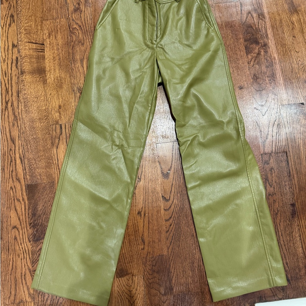 Babaton Sage Green Women’s Leather Pants